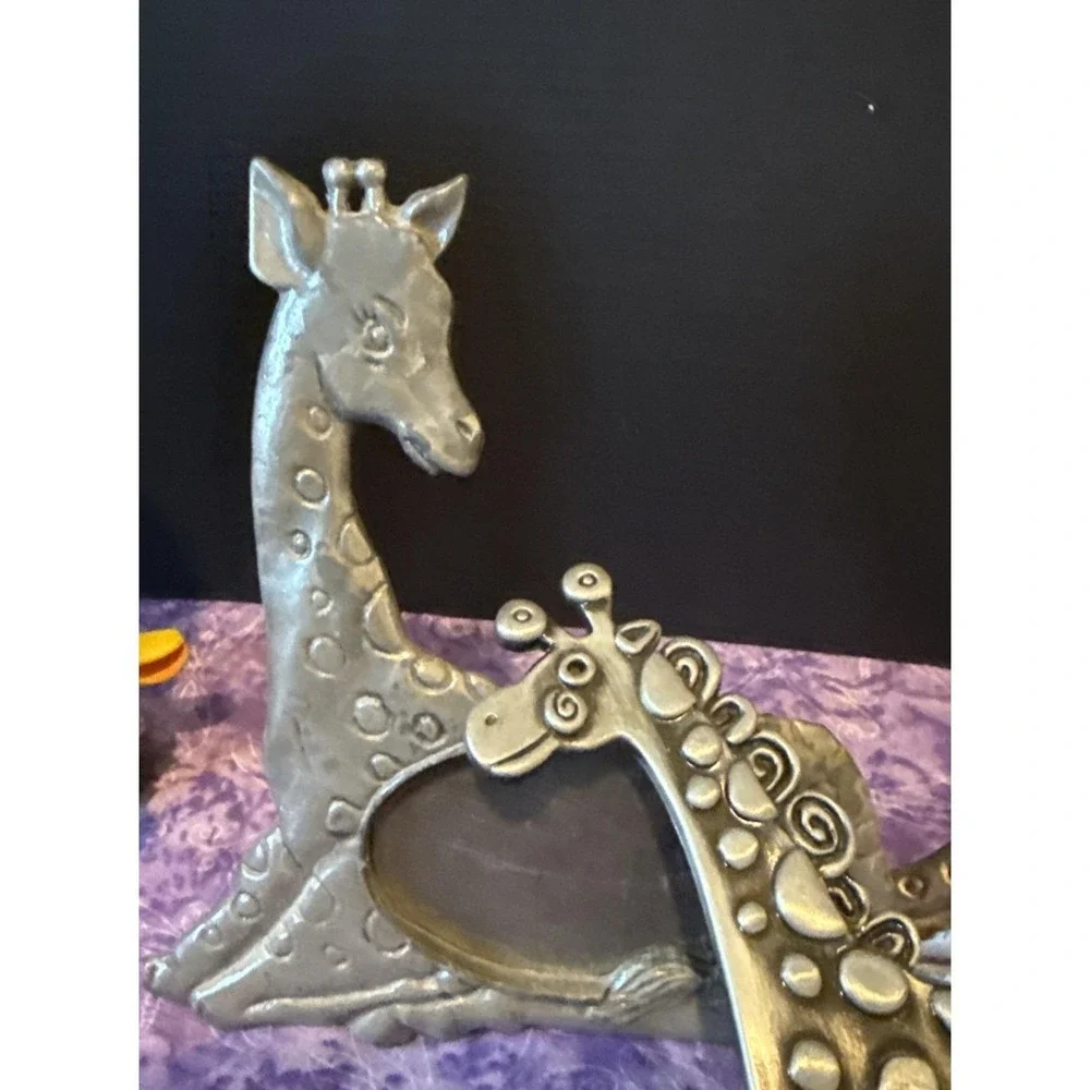 Vintage Giraffe Picture Frames Lot Of 4 Ornate‎ Whimsical Vintage Pewter Mini